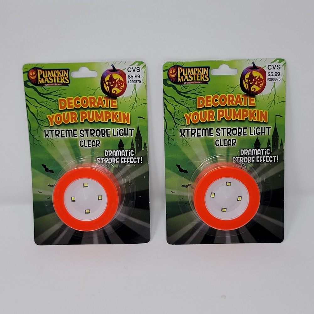 Pumpkin Masters Xtreme Strobe Light Clear Orange Decorate Your Pumpkin 2 pack